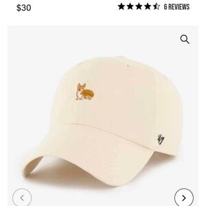 Cream Baseball Cap with Corgi Embroidery